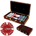 300 Foil Stamped poker chips in glossy wooden case - Diamond design